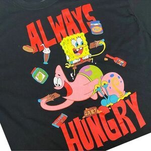 SpongeBob Adult‎ L Always Hungry Graphic T-Shirt Patrick Gary Snacks Fun Novelty